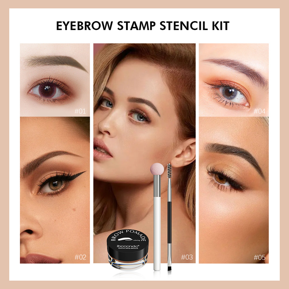 carina IBCCCNDC's new waterproof makeup resistant 5-color cream set with brush head and lazy eyebrow card_voghion.com