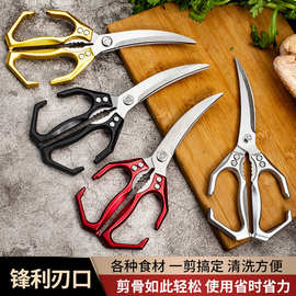 跨境批发不锈钢家用厨房厨用剪刀烤肉剪专用强力鸡骨剪辅食大剪子