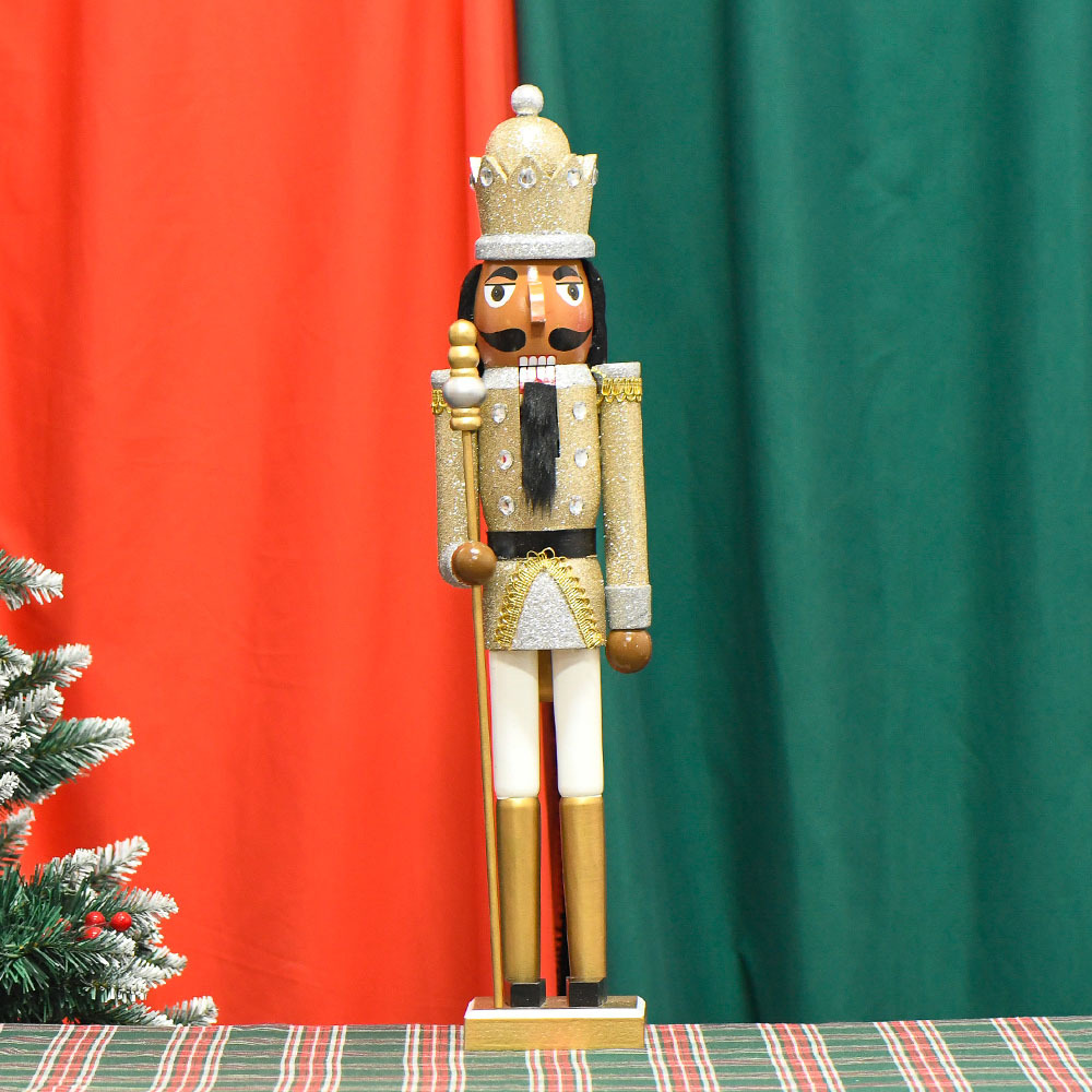60cm, 76cm cascanueces soldados decoraciones regalo de Navidad artesanía de madera sequin flash