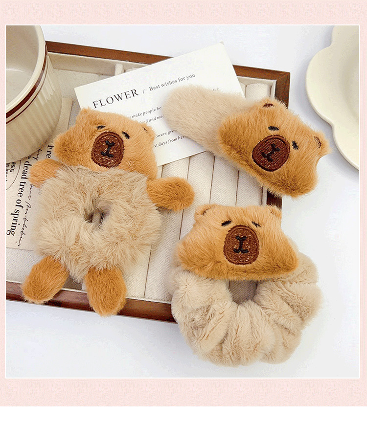 8g Weight Cartoon Style Cute Women's Animal Plush Hair Clip Hair Band Hair Tie