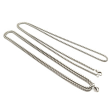 跨境简约不锈钢方珍珠链方形配饰时尚素链欧美百搭男女项链素链条