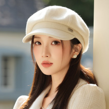 秋冬新款英伦风帽子女显脸小鸭舌帽保暖画家报童帽休闲百搭八角帽