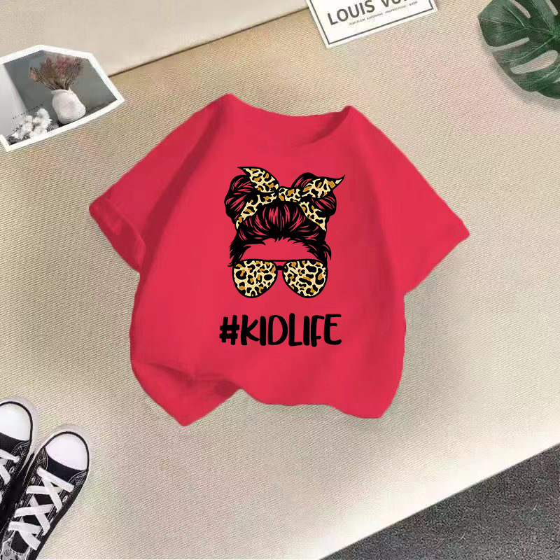 Ropa para niños transfronterizos 2024 verano nuevas camisetas de manga corta para niños y niñas tops de cuello redondo de moda bebé de media manga de algodón