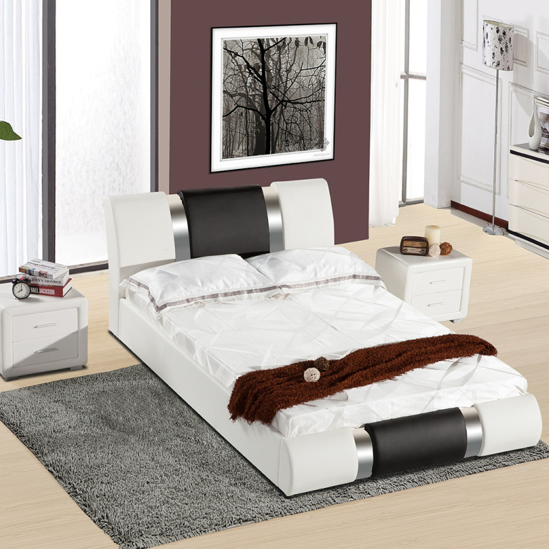 Foreign trade Factory Furniture modern metal style bedroom bed advanced leather bed large size