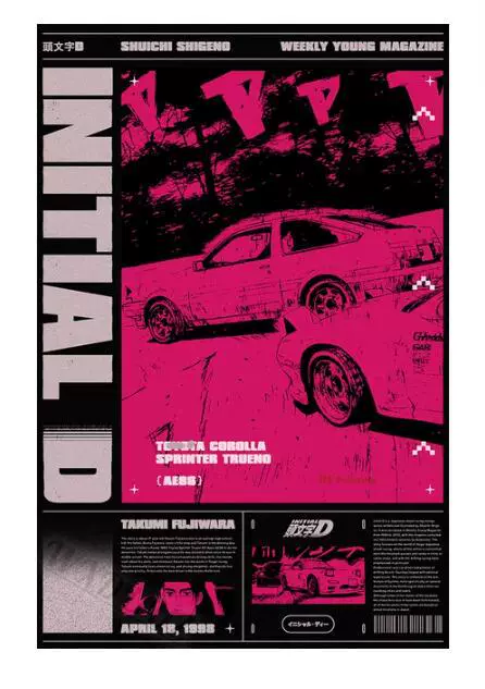 Постер для украшения дома: обстановка комнаты с обложкой журнала гонок Retro Car GTR JDM Racing на холсте, картина на стену