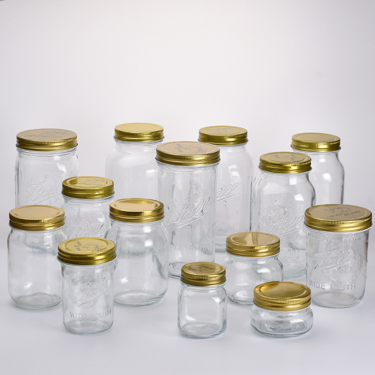 现货批发透明密封罐梅森罐铝盖食品包装蜂蜜罐子花茶储物罐