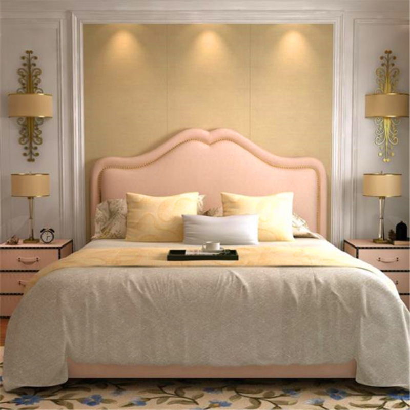 Cama de boda moderna y simple para adolescentes en línea Cama de tela doble de lujo ligera americana Dormitorio principal Cama de tela de tecnología