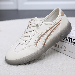 Three Sheep Genuine Leather Mother Shoes Single Shoes Women's Beef Bottom One Pedal Bottom Non-slip Four Seasons Spring and Autumn Flat White Shoes