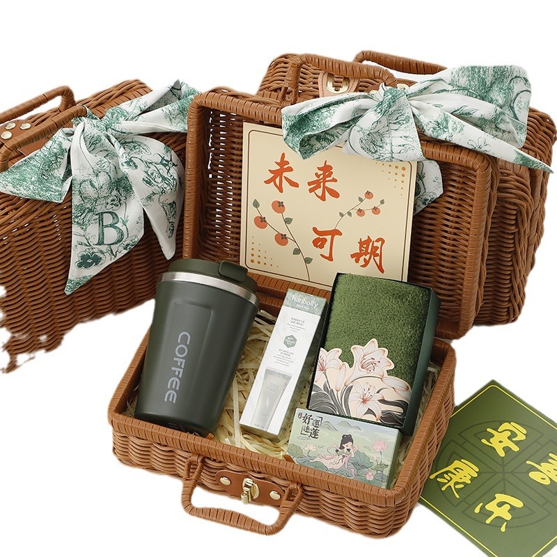 Festival de la diosa Sanba regalo práctico de gama alta cesta de ratán creativa caja de regalo empresa apertura tienda celebración actividad Group Building regalo
