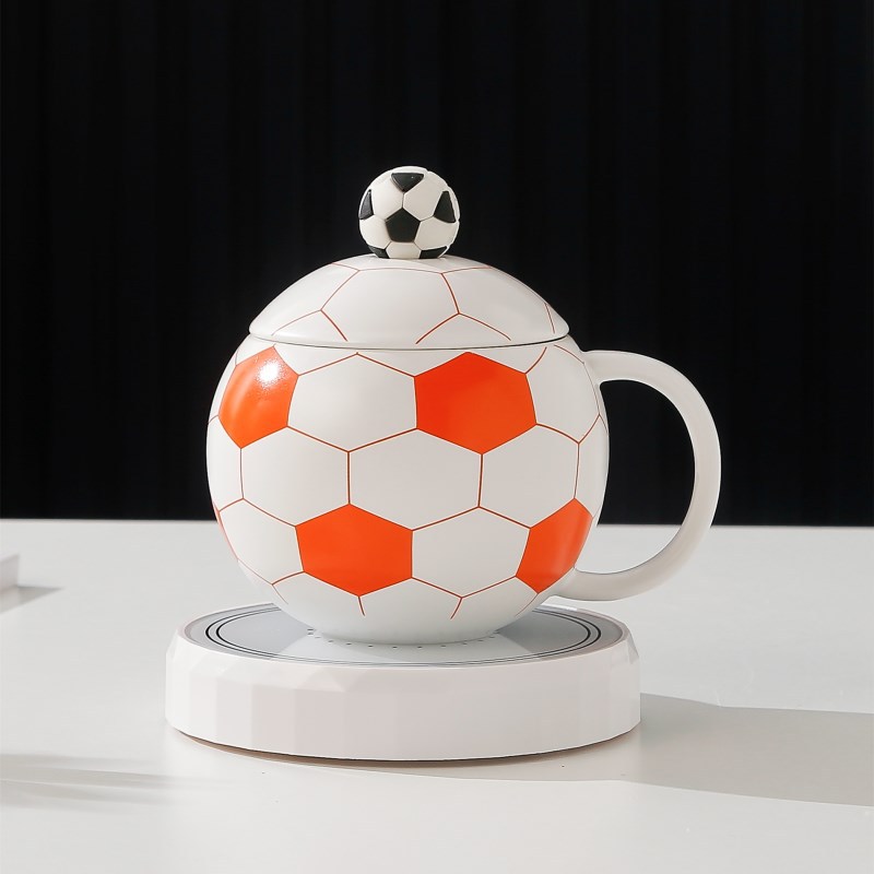 Taza de fútbol de alta apariencia Taza de cerámica con tapa deportes taza de recuerdo taza de agua taza de regalo