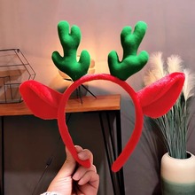 头饰可爱毛绒红色鹿角发箍女网红2023年新款儿童圣诞装饰礼物发卡
