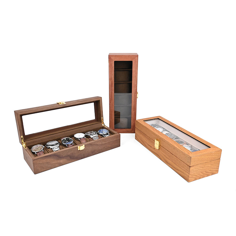 批发木质6位手表收藏盒6只装陈列展示包装盒木制表盒收纳盒首饰盒