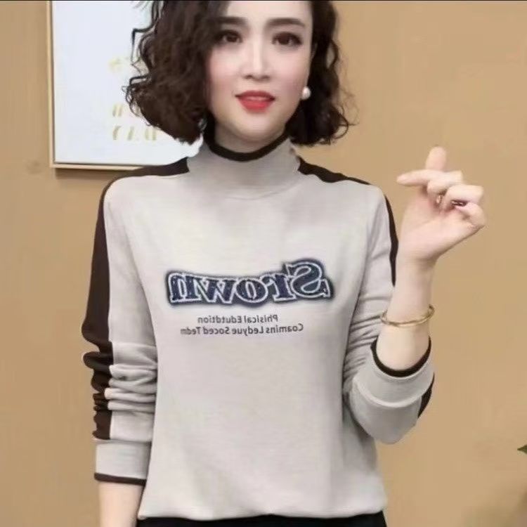 德绒长袖t恤女加绒春秋冬装2024年新款大码中年妈妈打底衫上衣服