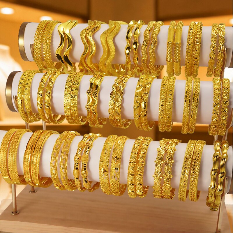 Cross-Border 24K Gold-Plated Bracelet Dubai Wedding Indian Nigerian Women's Bridal Sand Gold Bracelet Jewelry Cross-Border 24K Gold-Plated Bracelet Dubai Wedding Indian Nigerian Women's Bridal Sand Gold Bracelet Jewelry