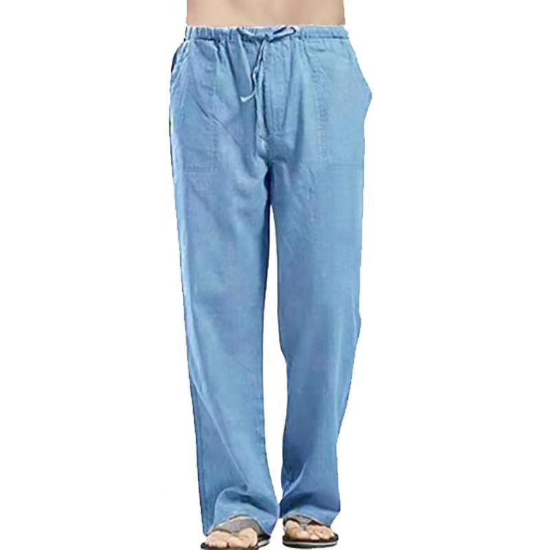 Printemps lin large hommes pantalons coréen pantalon surdimensionné coton Streetwear mâle nouveau Yoga pantalon décontracté hommes vêtements pantalons de survêtement_voghion.com
