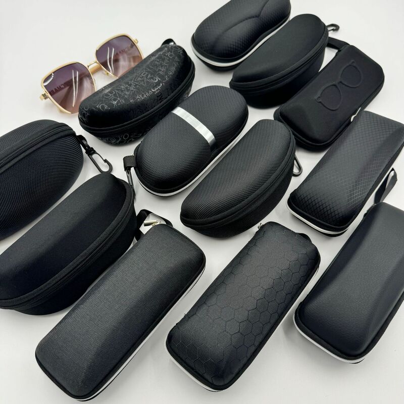 Zipper Sunglasses Case, Fashionable Sunglasses Box, Black Eyeglass Bag, Portable Eyeglass Storage Box