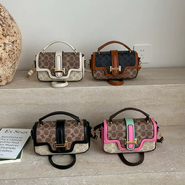This Year's Trendy French-Style Light Luxury Small Square Handbag for Women, 2026 Spring New Color-Blocking Shoulder Bag, Versatile Crossbody Bag