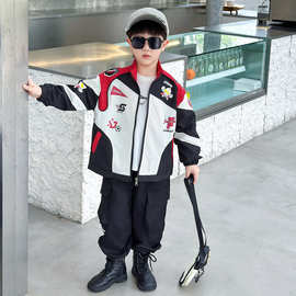 奥特曼衣服男童秋季机车服外套2025新款痞帅时髦小男孩春秋棒球服