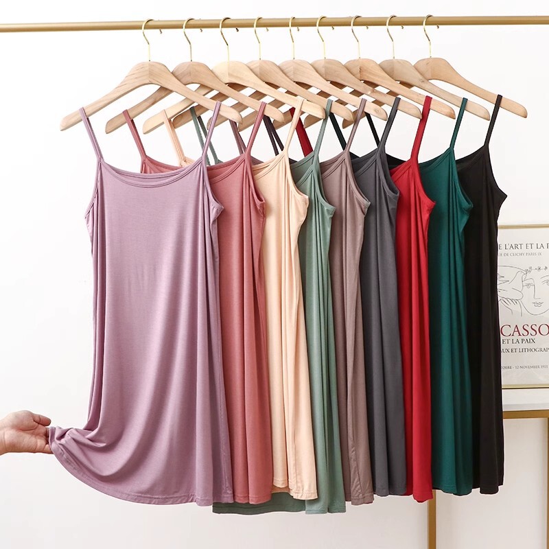 Summer Thin Vest Suspender Skirt Women's Loose A-Line Skirt Sexy Backless Inner Bottoming Skirt Short Modal Nightgown