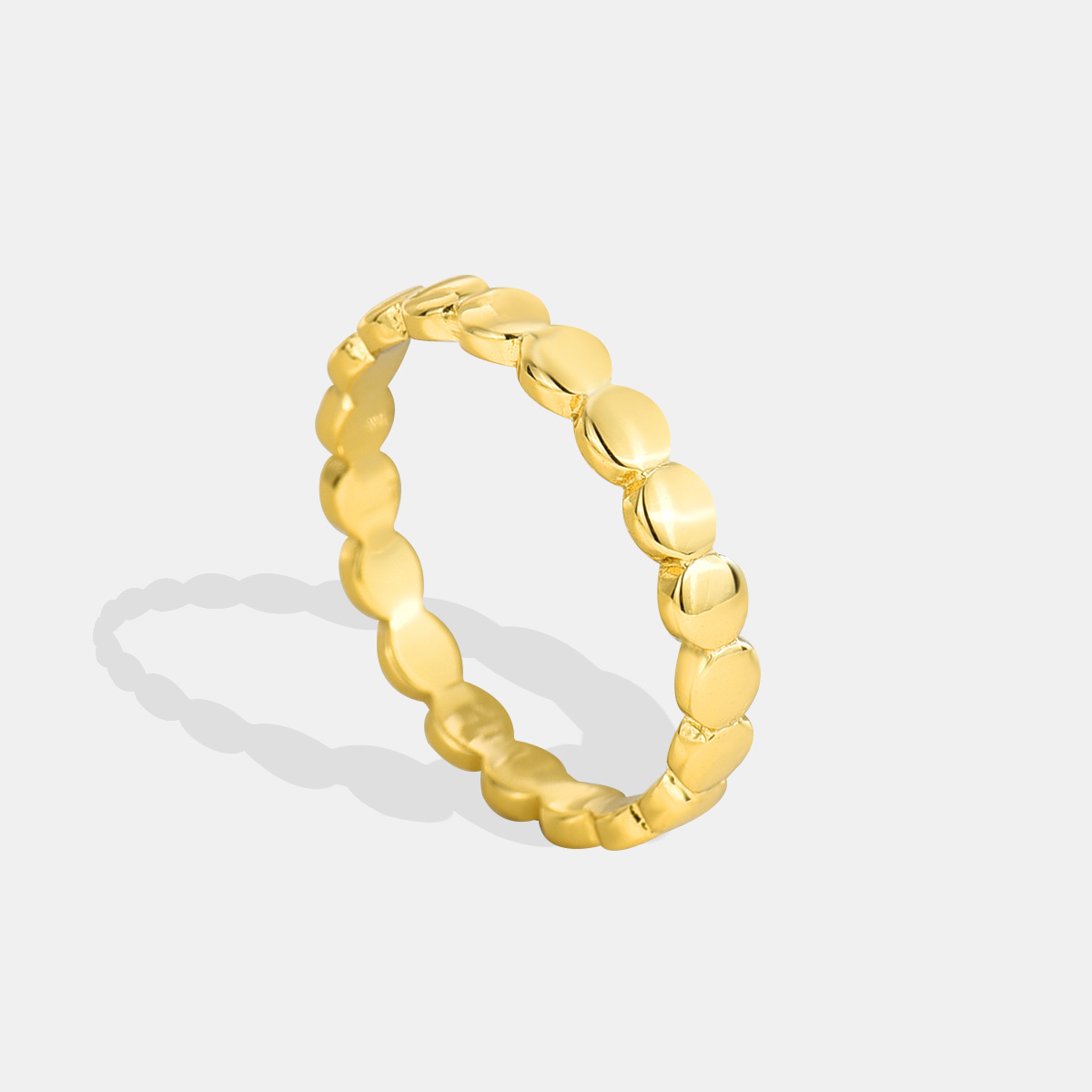 R0165 minimalista europeo y americano espejo textura círculo anillo retro brillante estilo frío 18k anillo de oro