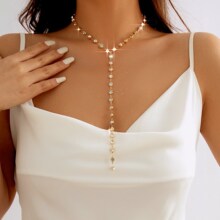 Necklace流苏链条水钻气质颈链欧美跨境轻奢法式项圈长款小众项链