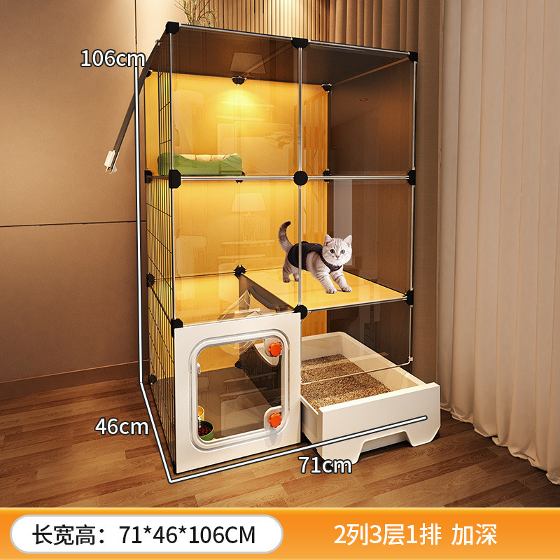 猫ケージ、家庭用屋内猫小屋、猫トイレ一体型、小さなアパート、場所をとらない、1部屋、1リビング、1バスルーム、猫ヴィラ|undefined