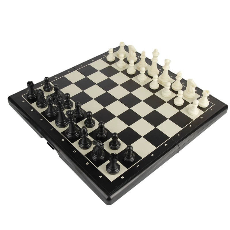 Magnetic folding chess, storage system, entertainment strategy game, family style