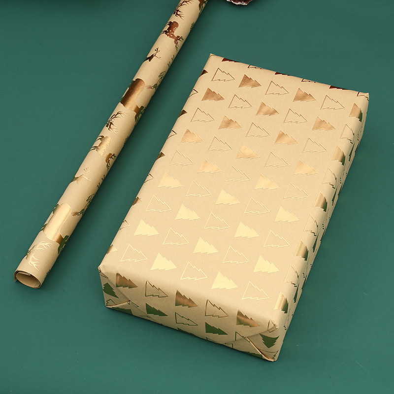 Papel de regalo de Navidad nuevo transfronterizo al por mayor caja de regalo dorada engrosada papel de regalo de Navidad