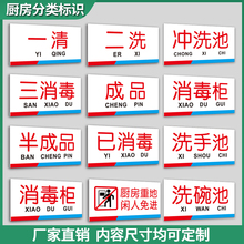 一清二洗三店餐厅厨房4d厨房管理卫生检查指示牌标牌饭店半成品熟