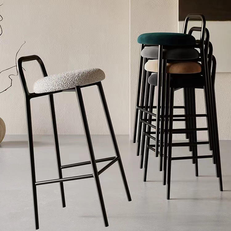Bar Chair Modern Simple Round Stool High Chair Bar Chair KTV Cashier Front Desk Stackable Household Bar Stool