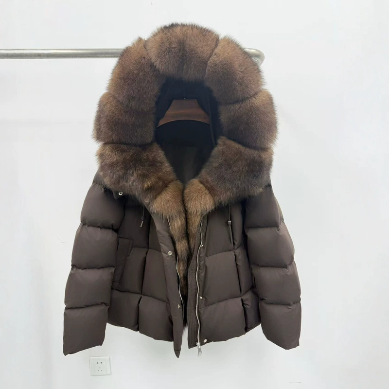 2025 Winter New Style Fox Fur Collar Hooded White Goose down Jacket for Women, Short Loose Thickened Warm Fur Coat 2025 Winter New Style Fox Fur Collar Hooded White Goose down Jacket for Women, Short Loose Thickened Warm Fur Coat