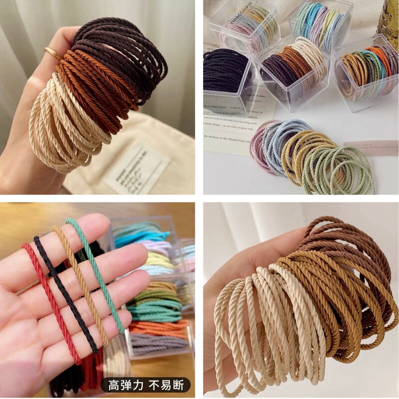50 Boxed Summer High Elastic Color Hair Rope Hair Ring Women's Simple Hair Rope Rainbow Rubber Tendon Hair Accessories Headdress 1 50 Boxed Summer High Elastic Color Hair Rope Hair Ring Women's Simple Hair Rope Rainbow Rubber Tendon Hair Accessories Headdress 1