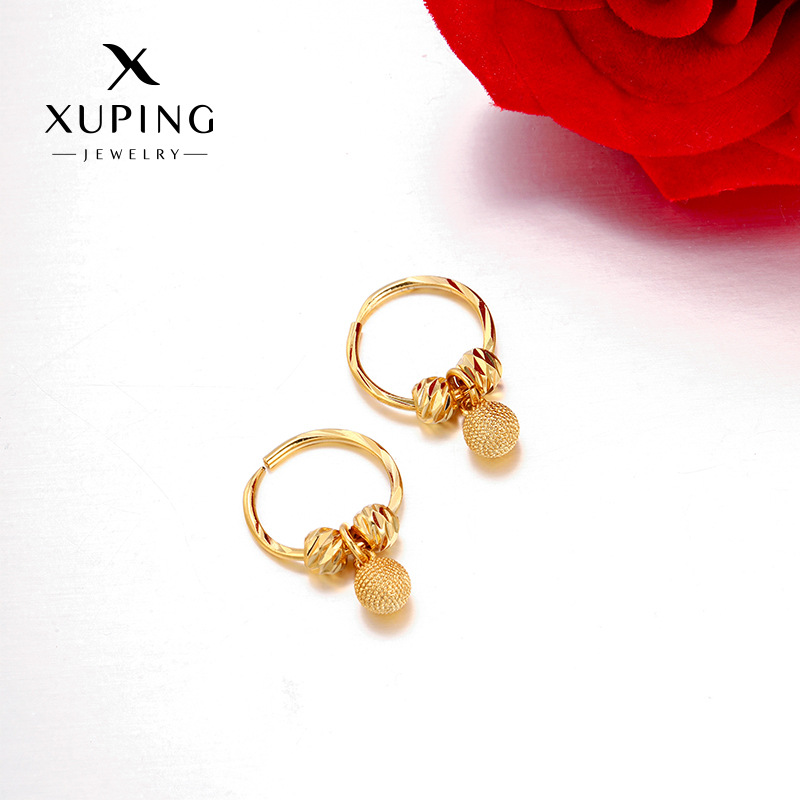 Joyas Xuping aretes de bolas geométricas de aleación de cobre chapado 24k color simple lujoso temperamento ligero aretes al por mayor mujeres image 1