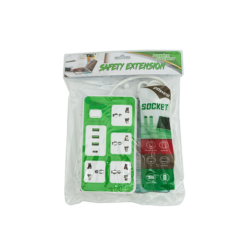 3USB + 1 Tipo-C interruptor total 4 12 jack caja negra bolsa de caja blanca estándar británico estándar europeo estándar americano