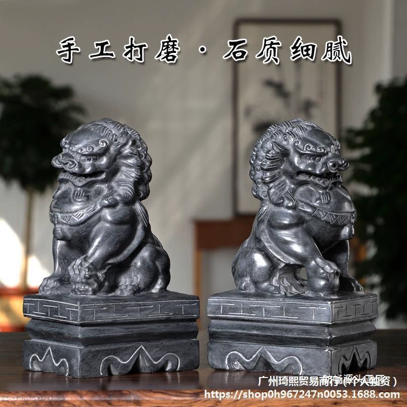 Пара каменных украшений в виде льва для домашней входной двери, мини-маленькая каменная скульптура, маленький каменный лев из голубого камня