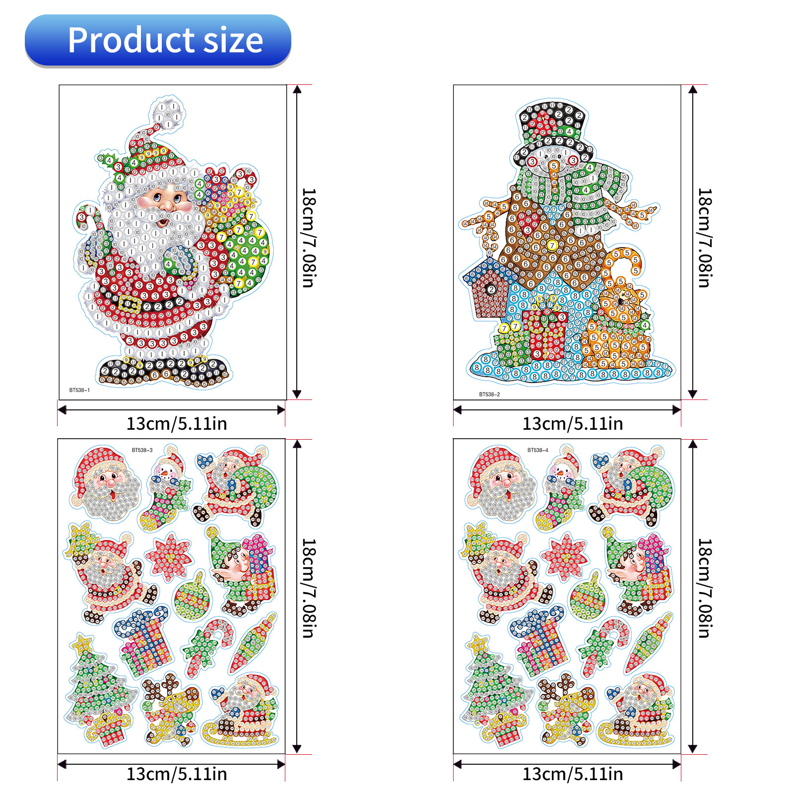 Venta más vendida Santa Claus Navidad muñeco de nieve pintura de diamantes pegatinas aleatorias pintura DIY pegatinas de pared dibujos animados hechos a mano cristal brillante diamante