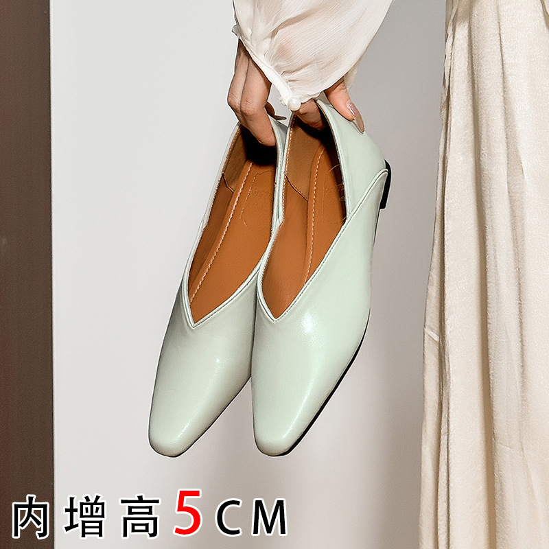 内增高玛丽珍女鞋2025新款春秋季小方头浅口厚底单鞋|undefined