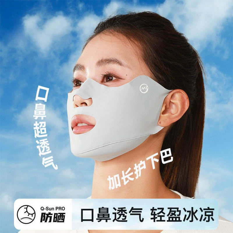 Летняя беговая маска для женщин, уличная маска для гольфа, защита от солнца, спортивная дышащая стерео маска для лица из ледяного шелка