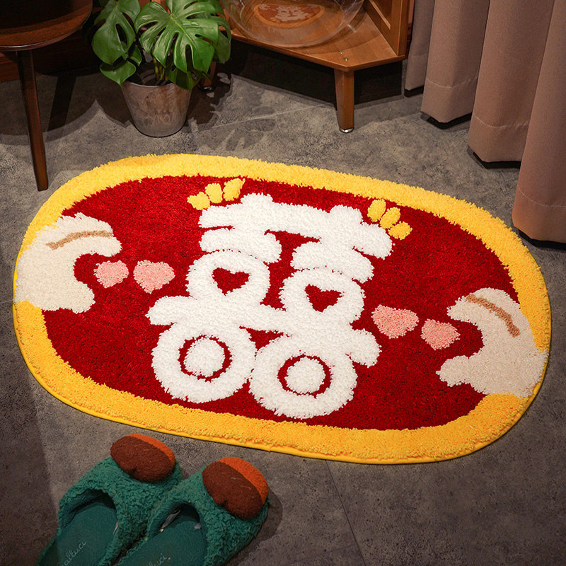 Boda alfombra de piso en forma de XI manta de noche decoración de la habitación de la boda roja puerta de entrada de la boda alfombra festiva ventana alfombra del piso frontal