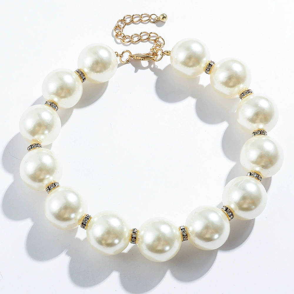Diamond, accessory, beads, bracelet, metal necklace from pearl, European style