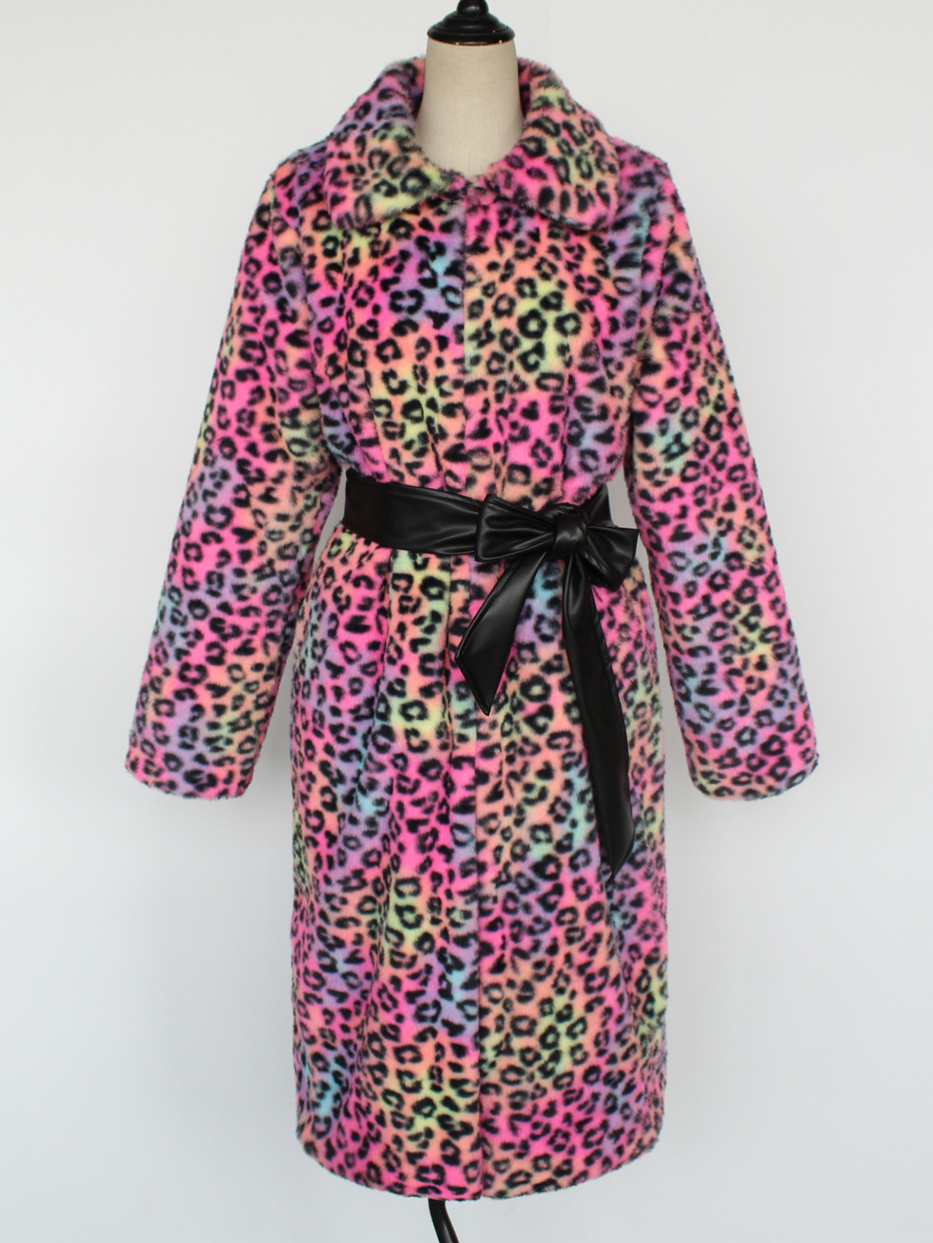 Women's Clothing Luxury Faux Fur Coat – Leopard Print Winter Coat With Notched Collar For Women​_voghion.com