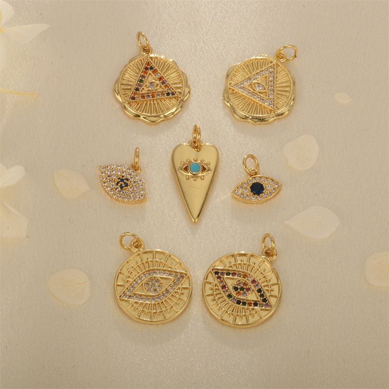 Cross-border Hot Sale INS Devil Evil Eye Micro Set Zircon Eye Pendant DIY Necklace Bracelet Jewelry Accessories