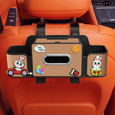 car rear storage box: Car tissue box/set - kissme-4-in-1-seat-storage-box-4th-generation-brown