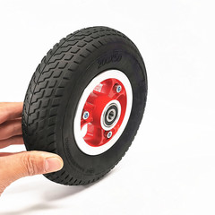 Front wheel assembly kit for 8-inch electric skateboard with 200x50 elastic shock hollow solid tire, includes front and rear wheel components