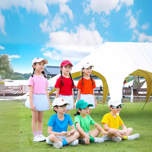 小学生幼儿园儿童演出服孩子的天空彩色糖果纯色短袖T恤舞蹈服