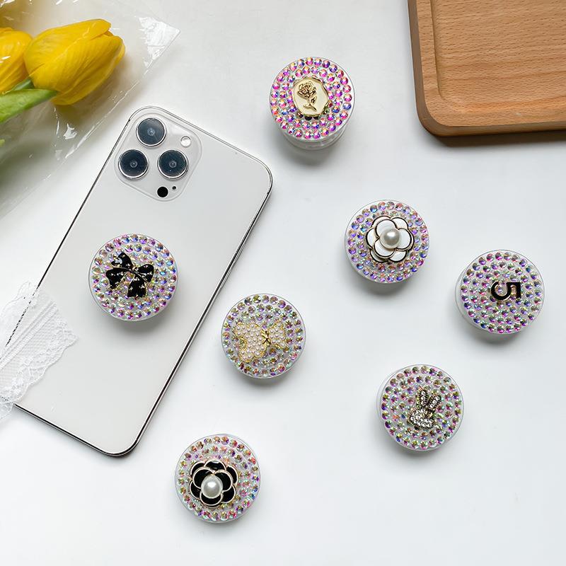 Suport airbag telefon Han, diamant de apă, floare de ceai de munte cu perle, arc de vânt interior, suport stabil pentru birou cu 5 compartimente, nișă_voghion.com