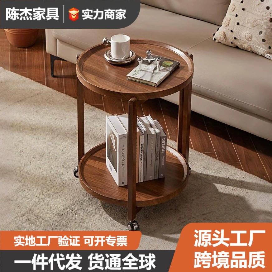 Мобильный стол-тумба, приставной столик для гостиной, журнальный столик, тумба для кухни, тележка из каучукового дерева, стеллаж для хранения, передвижной кофейный столик