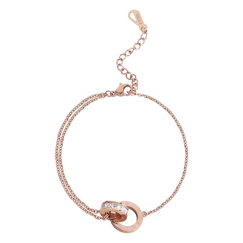 Titanio acero diamante-incrustado anillo hebilla pulsera digital romana temperamento simple de las mujeres de la luz de lujo nicho diseño no desvanecimiento joyería