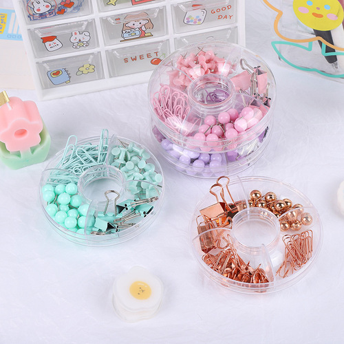 Macaron paper clip set multifunctional combination set folder color binder clip office combination set