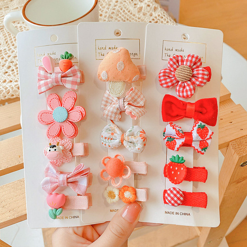 Cute Children's Butterfly Bow Hair Clip for Girls, Baby, Ears, Head Accessory, BB Hair Clip, Fringe Edge Clip, Fruit Hairpin Decor